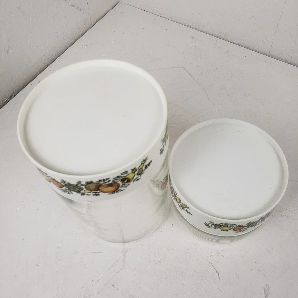Vintage Pyrex Spice of Life Glass Canister Set of 2 With Lids Made in USA